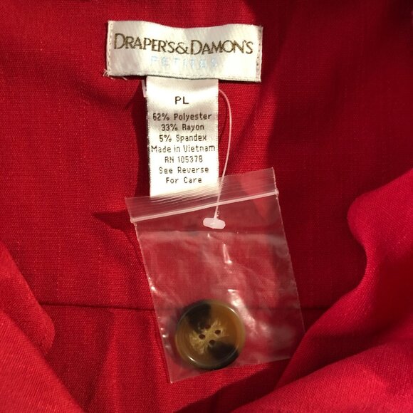 NWOT Draper's & Damon's Womens Size PL Red Button Down Blazer Jacket - Picture 5 of 8